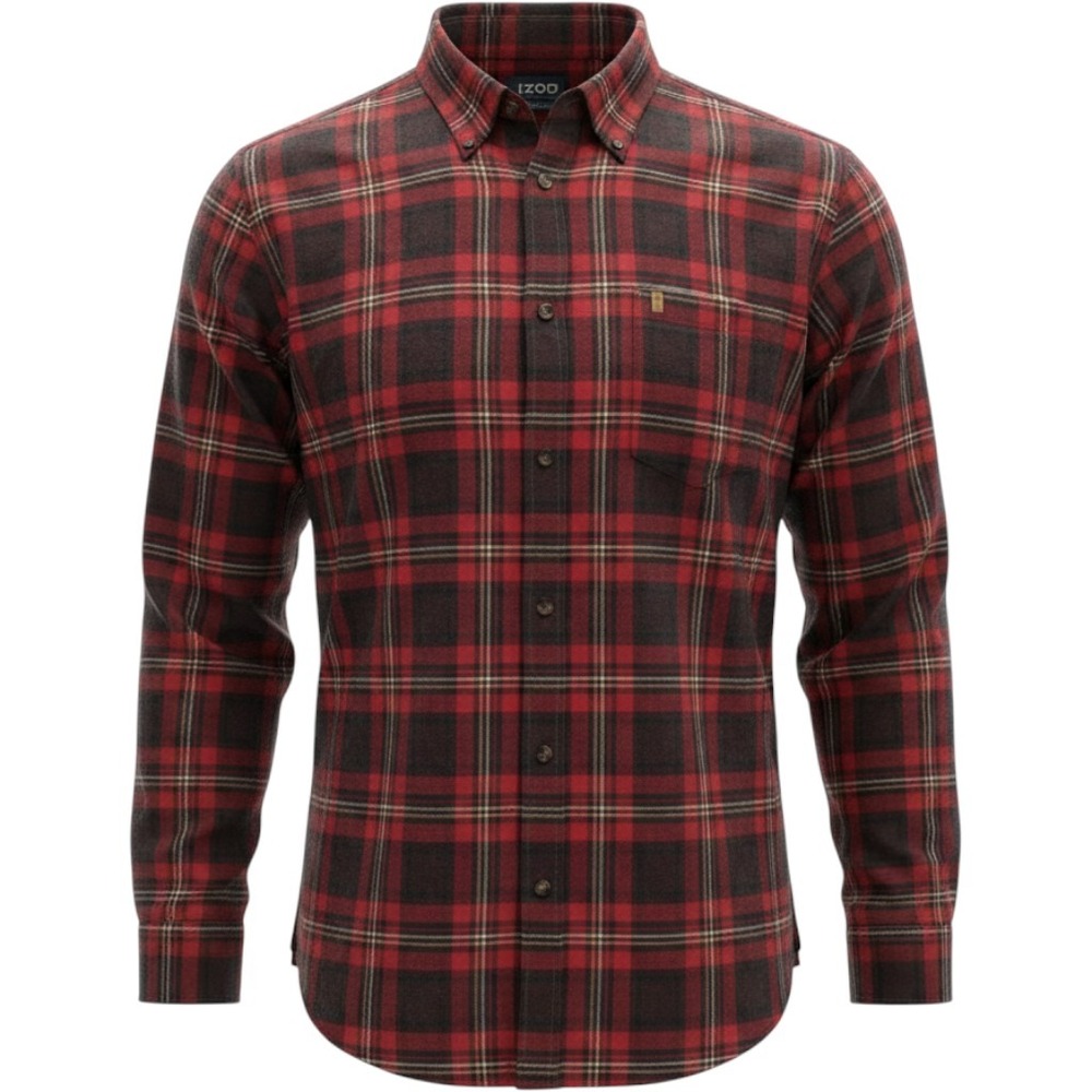 IZOD Stratton Flannel Shirt Mens 2XB Deep Raisin NEW Plaid Big & Tall LS